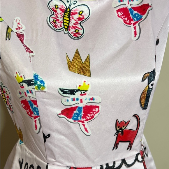 Whimsical Pink Midi Dress with Playful Prints - Picture 7 of 16